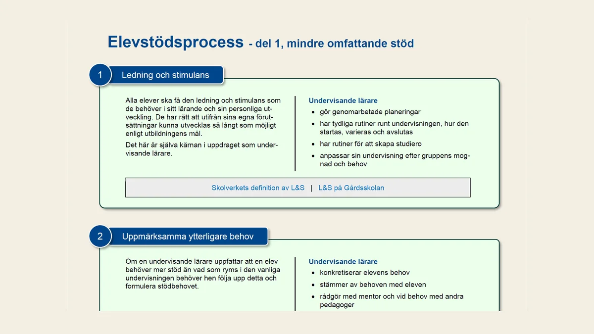 Skärmbild av Elevstödsprocess